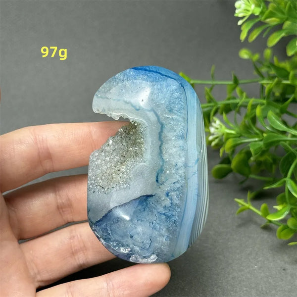 Blue Agate Palm Stone-ToShay.org