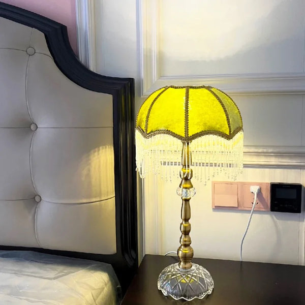 Green Velvet Beaded Lampshade-ToShay.org