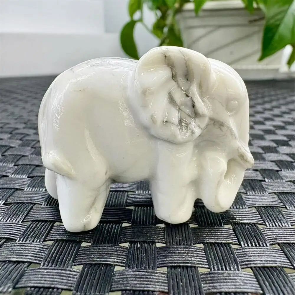 4.8cm 4.8cm Natural Crystal Quartz Elephant Carving - Reiki Healing Gemstone Sculpture Mineral Artwork for Collection And Gift-ToShay.org