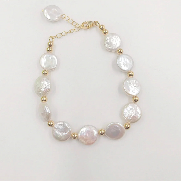White Pearl Chain Bracelet-ToShay.org