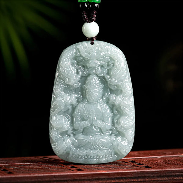 Blue Jadeite GuanYin Pendant-ToShay.org