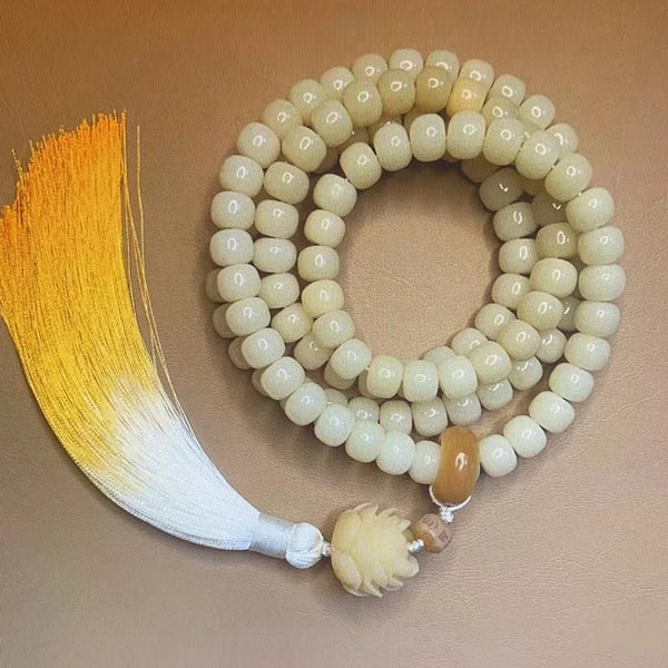 White Jade Bodhi Root Mala-ToShay.org