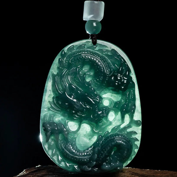 Blue Jadeite Dragon Pendant-ToShay.org