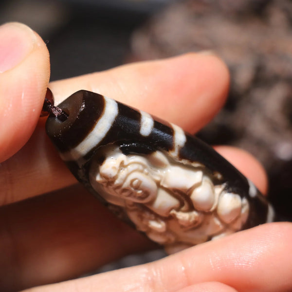 Black Agate Kwan Yin Pendant-ToShay.org