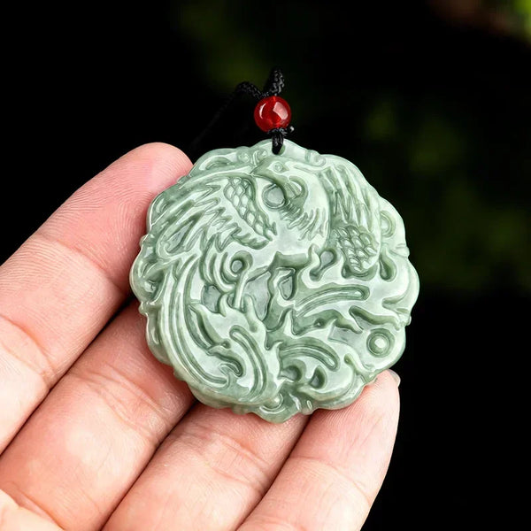 Green Jade Phoenix Pendant-ToShay.org