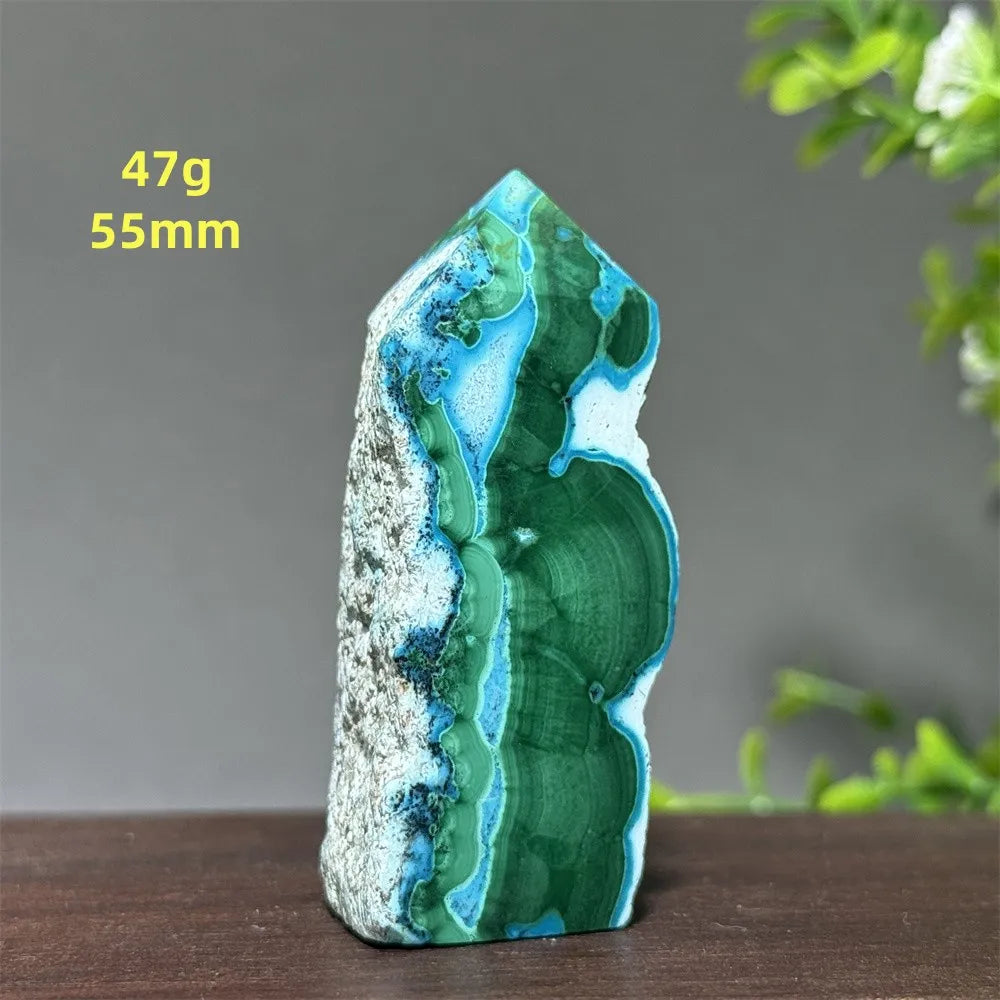 Blue Chrysocolla Malachite Point-ToShay.org