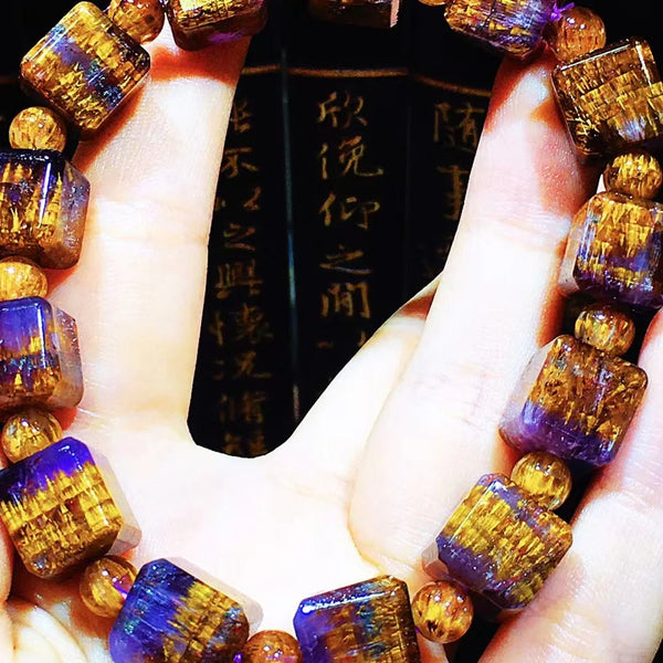 Purple Auralite Cube Bracelet-ToShay.org