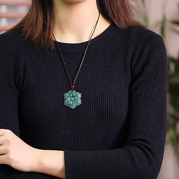 Green Jadeite Blossom Pendant-ToShay.org