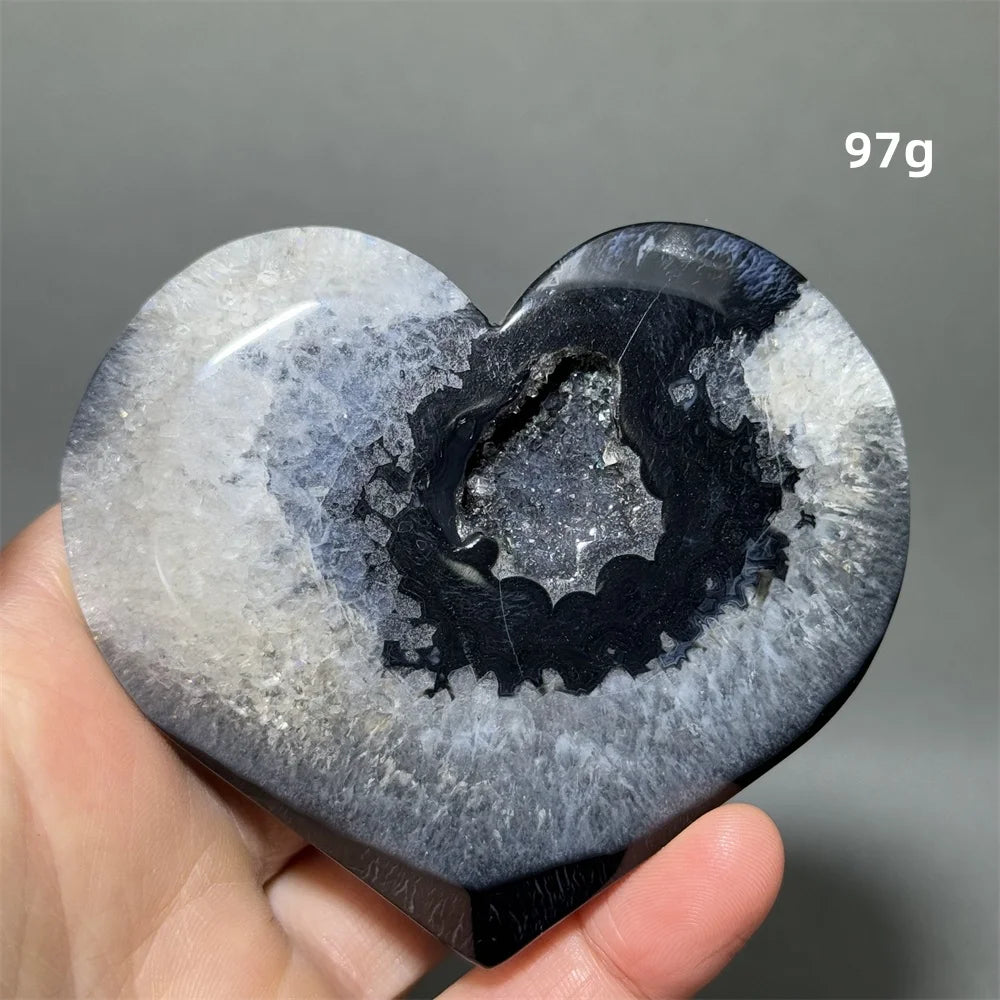 Black Agate Geode Heart-ToShay.org