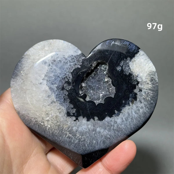 Black Agate Geode Heart-ToShay.org