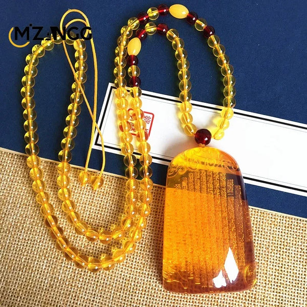 Gold Amber Buddha Pendant-ToShay.org