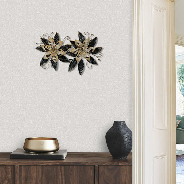 Black Gold Iron Flowers Wall Art-ToShay.org