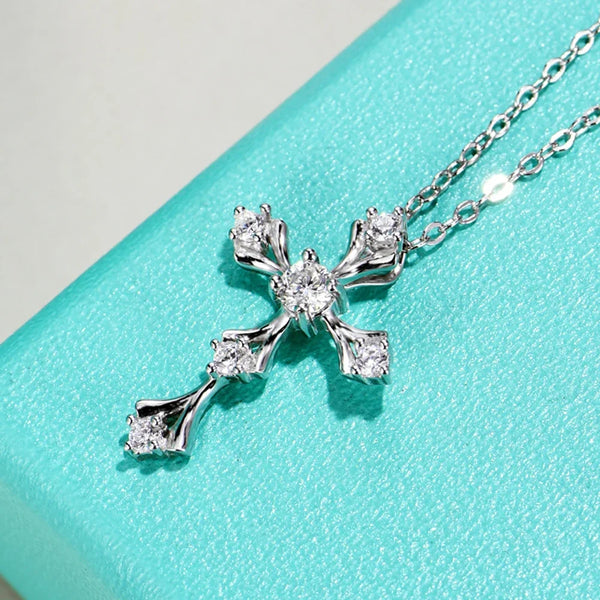 Silver Diamond Cross Pendant-ToShay.org