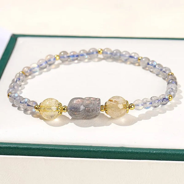 Grey Moonstone Pixiu Bracelet-ToShay.org