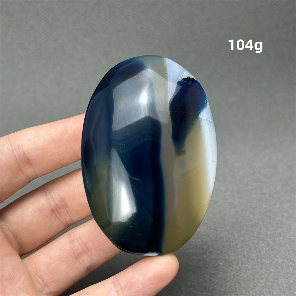 Blue Agate Palm Stone-ToShay.org