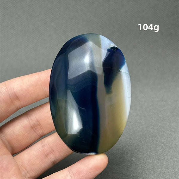 Blue Agate Palm Stone-ToShay.org