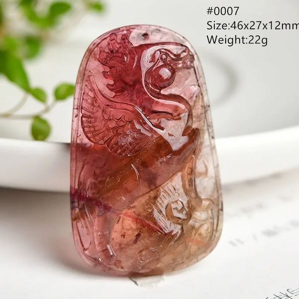 Red Tourmaline Bird Fish Pendant-ToShay.org