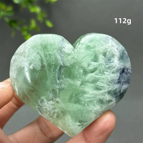 Green Feather Fluorite Heart-ToShay.org