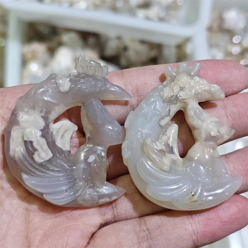 Pink Flower Agate Moon Fox-ToShay.org