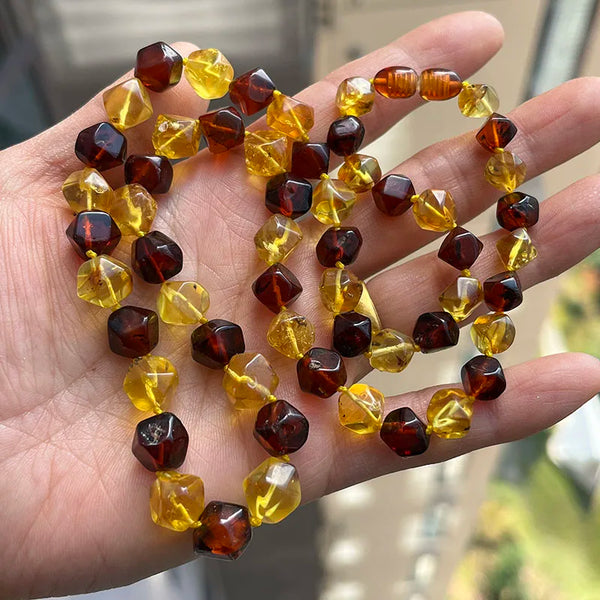 Yellow Amber Bead Necklace-ToShay.org