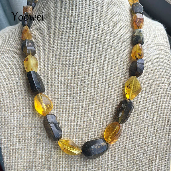Yellow Amber Bead Necklace-ToShay.org