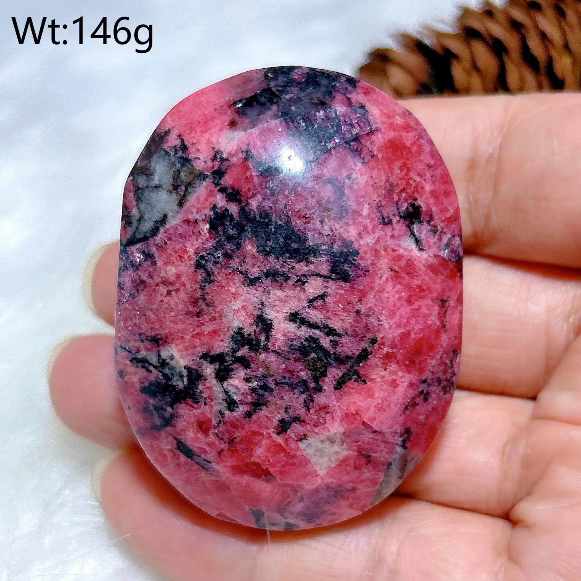 Pink Rhodonite Palm Stone-ToShay.org