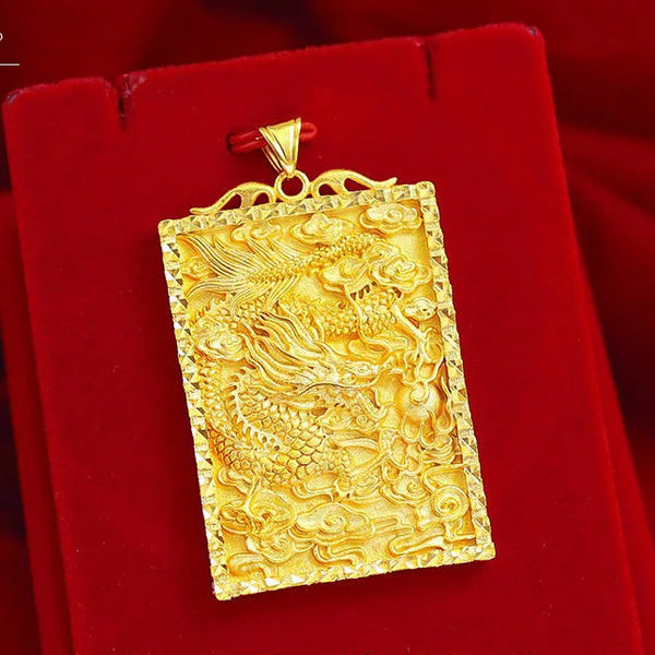 Gold Dragon Plaque Pendant-ToShay.org