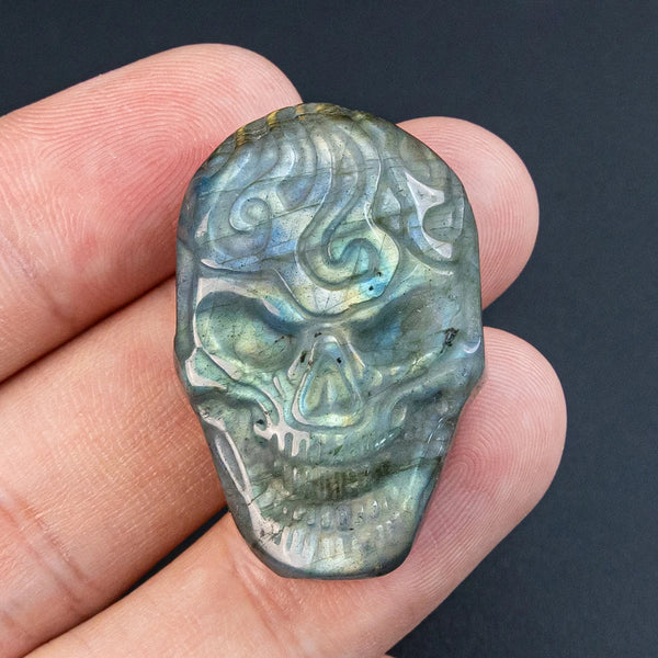 Blue Flash Labradorite Skull-ToShay.org