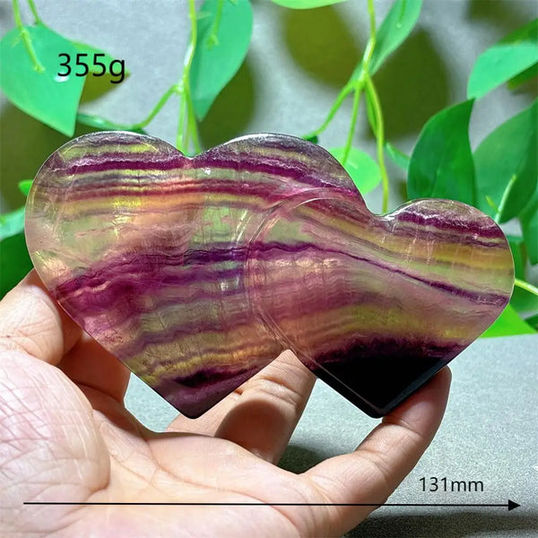 Rainbow Fluorite Double Heart-ToShay.org