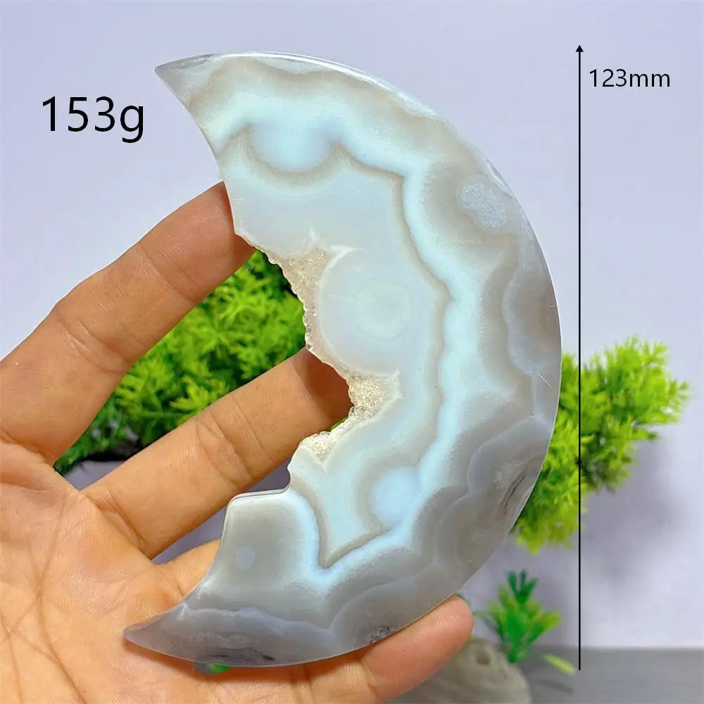 Grey Druzy Agate Moon Face-ToShay.org