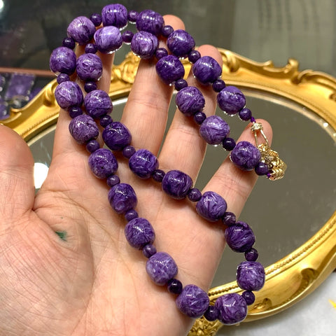 Purple Charoite Barrel Beads-ToShay.org