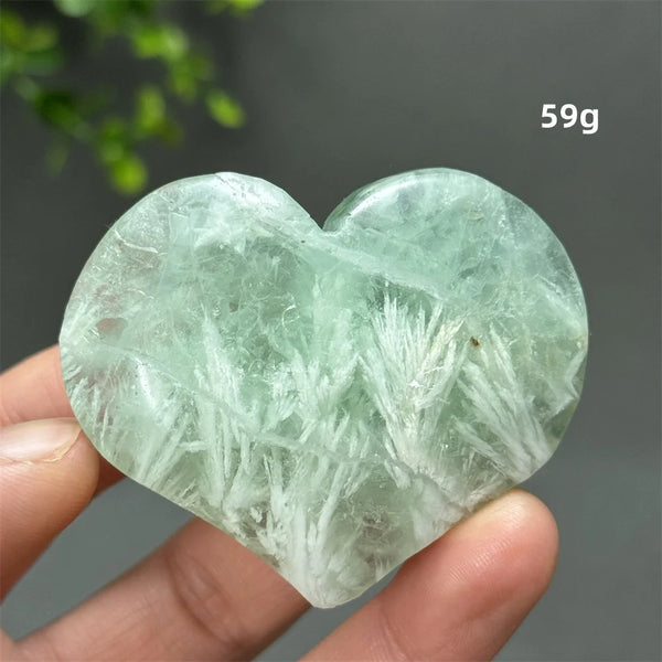 Green Feather Fluorite Heart-ToShay.org
