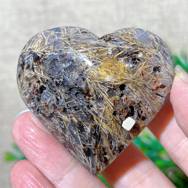 Yellow Hair Agate Heart-ToShay.org