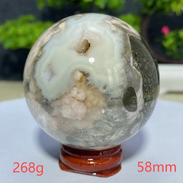 Pink Cherry Blossom Agate Ball-ToShay.org