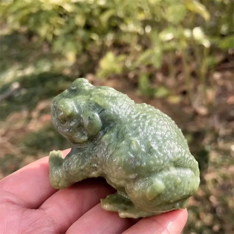 Natural Ophiolite Frog Carving Polished Animal Powerful Statue For Home Decoration Holiday Gift 1pcs-ToShay.org
