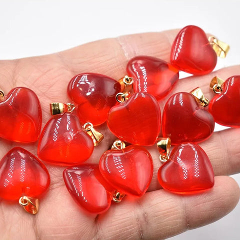 Red Glass Crystal Hearts-ToShay.org