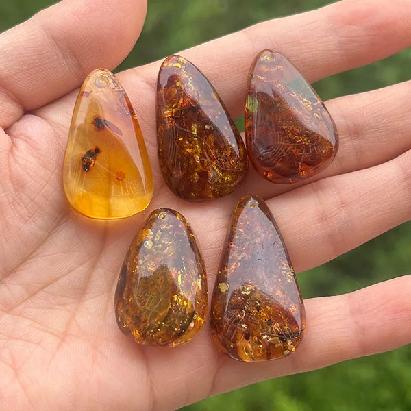 Yellow Piebald Amber Pendant-ToShay.org