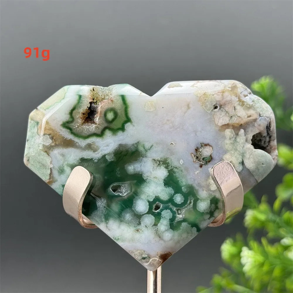 Green Cherry Blossom Agate Heart-ToShay.org