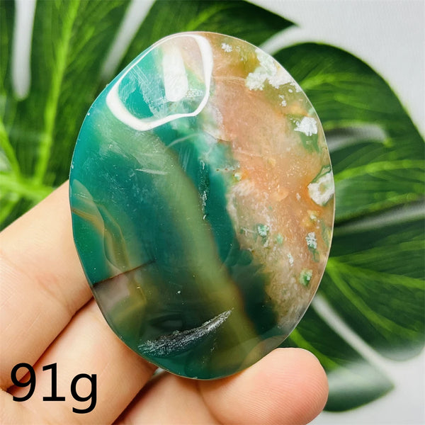 Green Flower Agate Palm Stone-ToShay.org