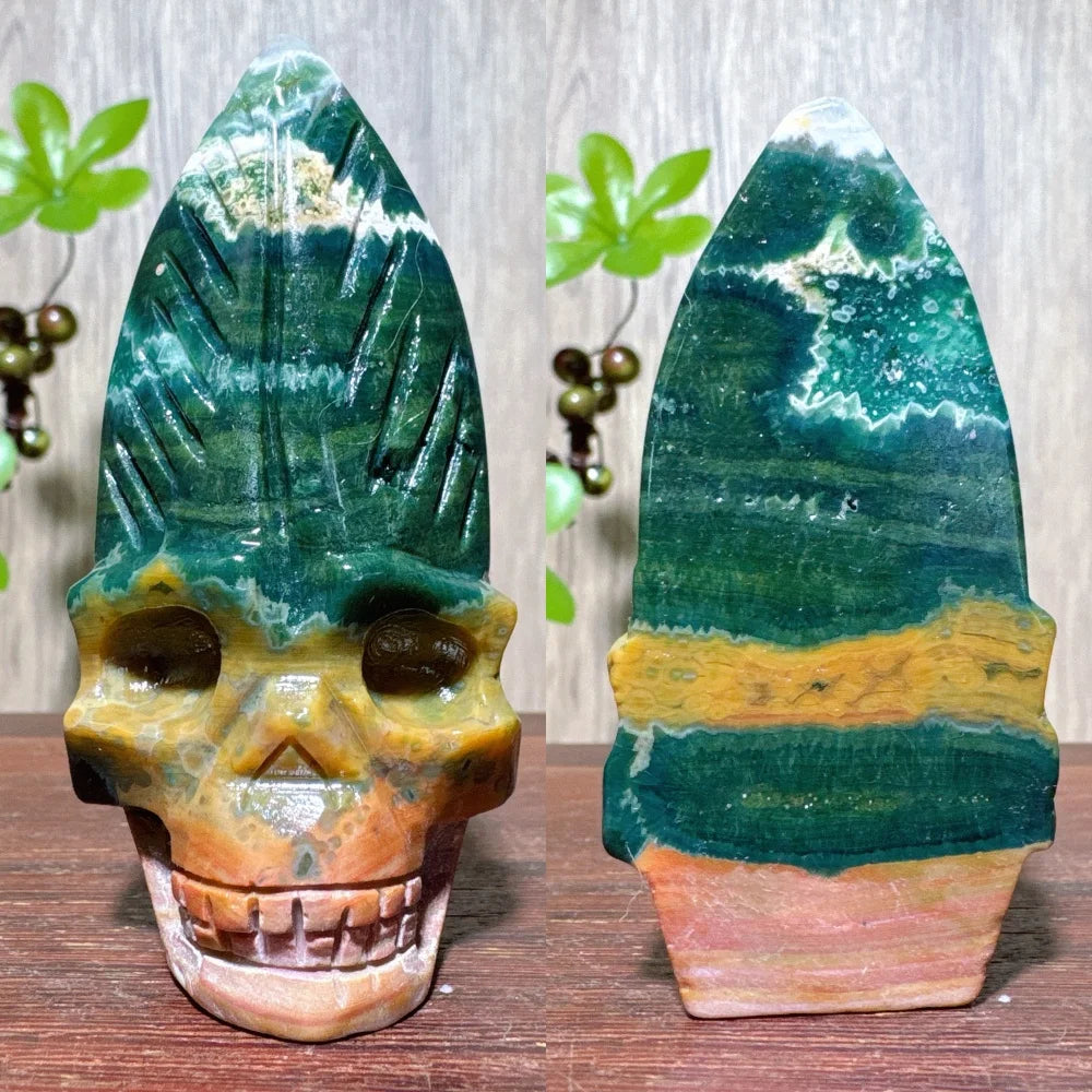 Green Ocean Jasper Skull-ToShay.org
