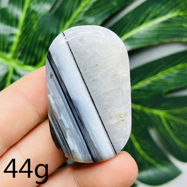Black White Agate Palm Stone-ToShay.org