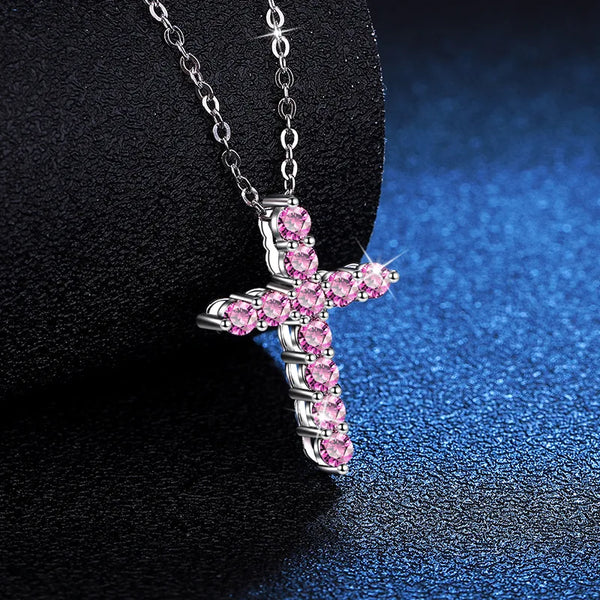 Silver Diamond Cross Necklace-ToShay.org