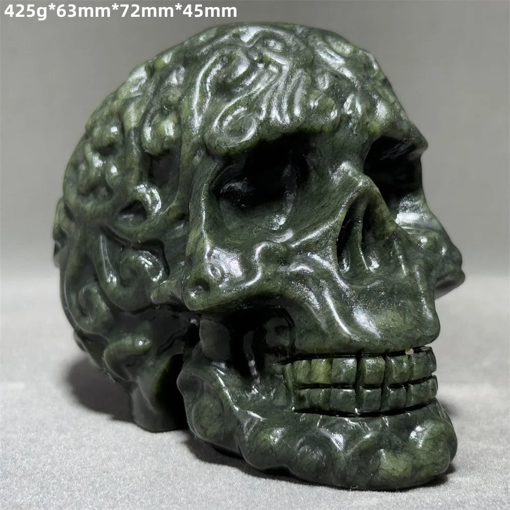 Green Jade Carved Skull-ToShay.org