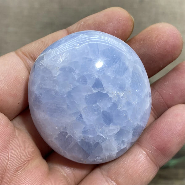 Blue Celestine Palm Stone-ToShay.org