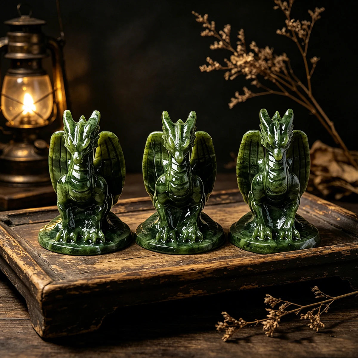 Green Jade Winged Dragon-ToShay.org