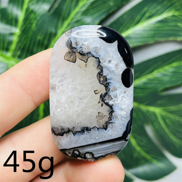 Black White Agate Palm Stone-ToShay.org