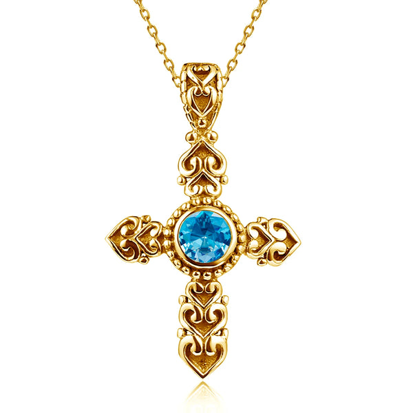 Mixed Gemstone Cross Pendants-ToShay.org