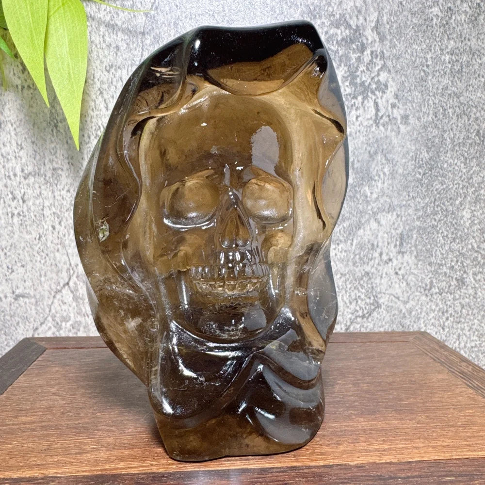 Natural Smoky Quartz Crystal Skull for Wicca Witchcraft Healing Stones Home Decor Room Decor Maison Decorative Cranium-ToShay.org