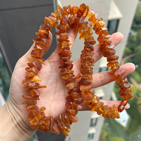 Yellow Amber Bead Necklace-ToShay.org