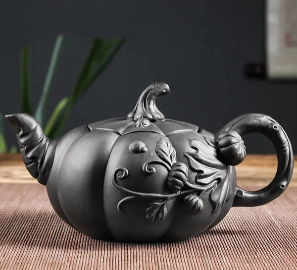 Pumpkin Clay Teapot-ToShay.org
